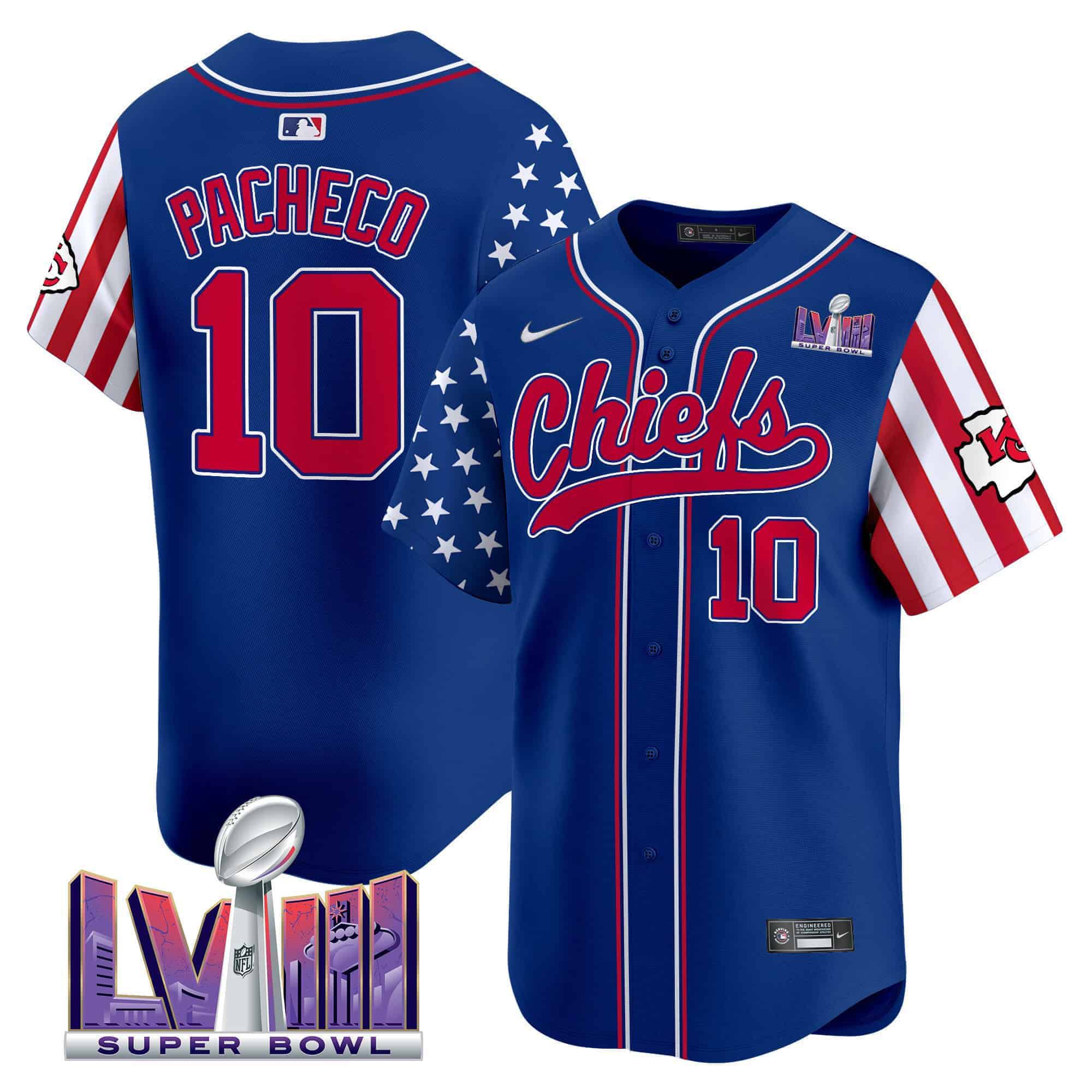 Men Kansas City Chiefs #10 Pacheco Blue 2024 Nike Independence Day Vapor Premier Limited NFL Jersey